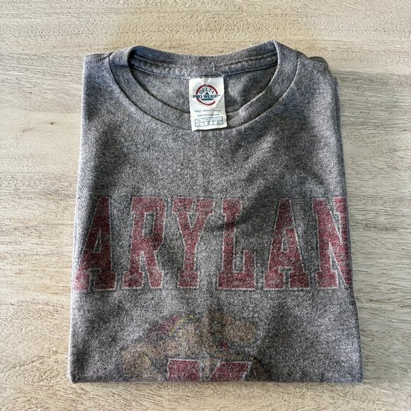 UMD University of Maryland Terrapin Gray Men's Large T-shirt by Delta Pro Weight - Picture 1 of 7